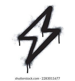 Spray Painted Graffiti electric lightning bolt symbol Sprayed isolated with a white background. graffiti electric lightning bolt icon with over spray in black over white. Vector 