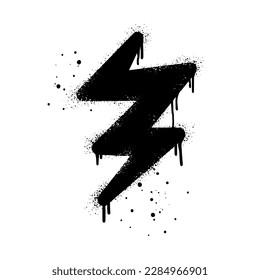 Spray painted graffiti Electric lightning flash, Lightning bolt in black over white. Drops of sprayed thunder bolt symbol. isolated on white background. vector illustration