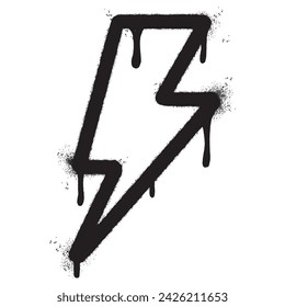 Spray Painted Graffiti electric lightning bolt symbol Sprayed isolated with a white background.