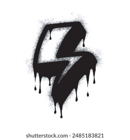 Spray Painted Graffiti electric lightning bolt symbol Sprayed isolated with a white background. graffiti electric lightning bolt icon with over spray in black over white. Vector 