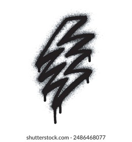 Spray Painted Graffiti electric lightning bolt symbol Sprayed isolated with a white background. graffiti electric lightning bolt icon with over spray in black over white. Vector