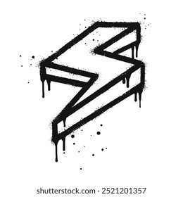 Spray painted graffiti Electric lightning flash, Lightning bolt in black over white. Drops of sprayed thunder bolt symbol. isolated on white background. vector illustration