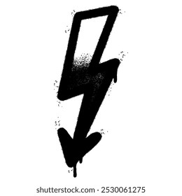Spray Painted Graffiti electric lightning bolt symbol Sprayed isolated with a white background. graffiti electric lightning bolt icon   with over spray in black over white. Vector illustration.