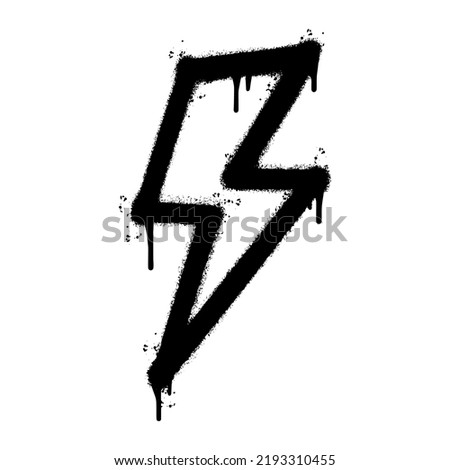 Spray Painted Graffiti electric lightning bolt symbol Sprayed isolated with a white background. graffiti electric lightning bolt icon with over spray in black over white. Vector illustration.