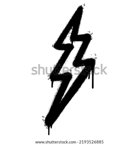 Spray Painted Graffiti electric lightning bolt symbol Sprayed isolated with a white background. graffiti electric lightning bolt icon with over spray in black over white. Vector illustration.