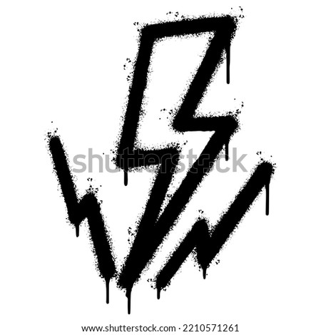 Spray Painted Graffiti electric lightning bolt symbol Sprayed isolated with a white background. graffiti electric lightning bolt icon with over spray in black over white. Vector illustration.
