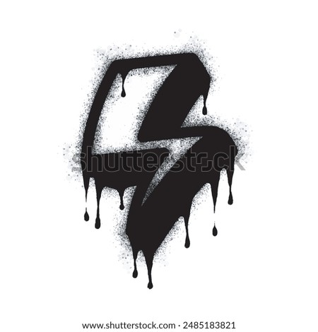 Spray Painted Graffiti electric lightning bolt symbol Sprayed isolated with a white background. graffiti electric lightning bolt icon with over spray in black over white. Vector 