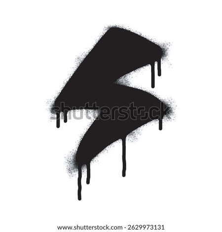Spray Painted Graffiti electric lightning bolt symbol Sprayed isolated with a white background. graffiti electric lightning bolt icon with over spray in black over white. Vector illustration.