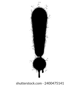 Spray Painted Graffiti exclamation icon Sprayed isolated with a white background. graffiti caution icon with over spray in black over white. Vector illustration.