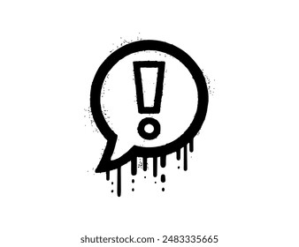 Spray Painted Graffiti Exclamation point in speech bubble icon isolated on white background