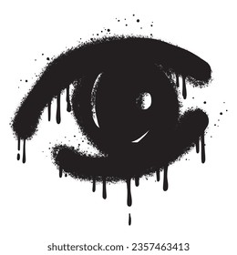 Spray Painted Graffiti eye Sprayed isolated with a white background.