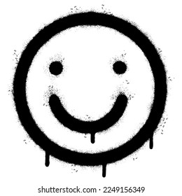 Spray Painted Graffiti Feedback in form of emotions Sprayed isolated with a white background. graffiti Customer feedback. Excellent with over spray in black over white.