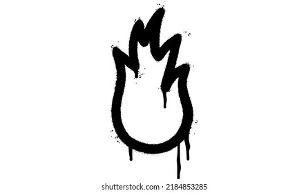 Spray Painted Graffiti Fire flame icon Sprayed isolated with a white background. graffiti Fire flame icon with over spray in black over white. Vector illustration.