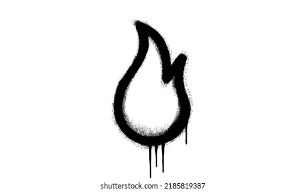 Spray Painted Graffiti Fire flame icon Sprayed isolated with a white background. graffiti Fire flame icon with over spray in black over white. Vector illustration.