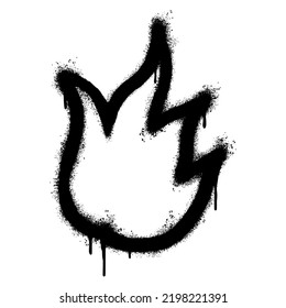 Spray Painted Graffiti Fire flame icon Sprayed isolated with a white background. graffiti Fire flame icon with over spray in black over white. Vector illustration.