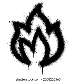 Spray Painted Graffiti Fire flame icon Sprayed isolated with a white background. graffiti Fire flame icon with over spray in black over white. Vector illustration.