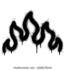 Spray Painted Graffiti Fire flame icon Sprayed isolated with a white background. graffiti Fire flame icon with over spray in black over white. Vector illustration. svg