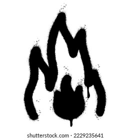 Spray Painted Graffiti Fire flame icon Sprayed isolated with a white background. graffiti Fire flame icon with over spray in black over white. Vector illustration.