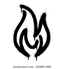 Spray Painted Graffiti Fire flame icon Sprayed isolated with a white background. graffiti Fire flame icon with over spray in black over white.