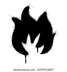 Spray Painted Graffiti Fire flame icon Sprayed isolated with a white background. graffiti Fire flame icon with over spray in black over 