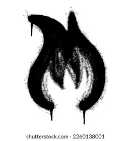 Spray Painted Graffiti Fire flame icon Sprayed isolated with a white background. graffiti Fire flame icon with over spray in black over 