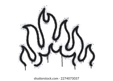 Spray Painted Graffiti Fire flame icon Sprayed isolated with a white background. graffiti Fire flame icon with over spray in black over  svg