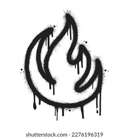 Spray Painted Graffiti Fire flame icon Sprayed isolated with a white background. graffiti Fire flame icon with over spray in black over 