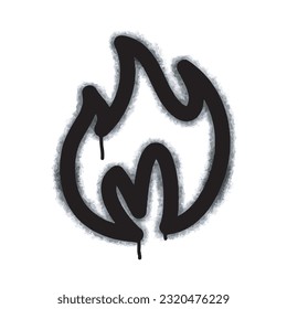 Spray Painted Graffiti Fire flame icon Sprayed isolated with a white background. graffiti Fire flame icon with over spray in black over 
