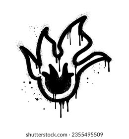 Graffiti pintado con aerosol Icono de llama de fuego. símbolo de fuego. aislado de fondo blanco. ilustración vectorial