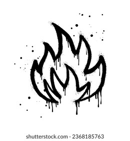 Spray painted graffiti Fire flame icon. fire symbol. isolated on white background. vector illustration