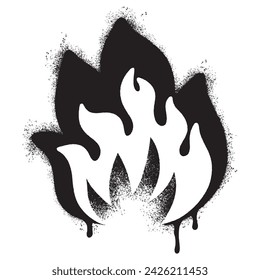 Spray Painted Graffiti Fire flame icon Sprayed isolated with a white background.