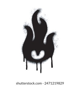 Spray Painted Graffiti Fire flame icon Sprayed isolated with a white background. graffiti Fire flame icon with over spray in black over 