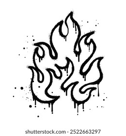 Spray painted graffiti Fire flame icon. fire symbol. isolated on white background. vector illustration
