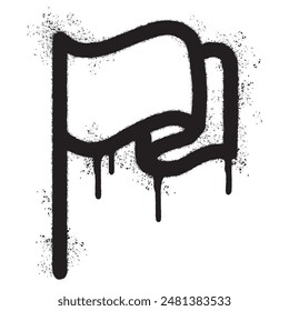 Icono de bandera de graffiti pintado en aerosol aislado con un fondo blanco.