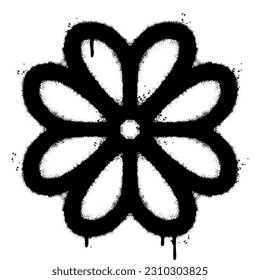 Spray Painted Graffiti flower icon Sprayed isolated with a white background. graffiti Hand flower symbol with over spray in black over white. 