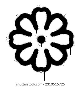 Spray Painted Graffiti flower icon Sprayed isolated with a white background. graffiti flower symbol with over spray in black over white.  svg
