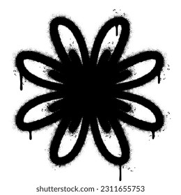 Spray Painted Graffiti flower icon Sprayed isolated with a white background. graffiti flower symbol with over spray in black over white. 