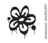 Spray painted graffiti flower sign in black on white. flower symbol. isolated on white background. vector illustration