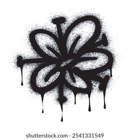 Spray painted graffiti flower sign in black on white. flower symbol. isolated on white background. vector illustration