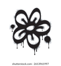 Spray painted graffiti flower sign in black on white. flower symbol. isolated on white background. vector illustration