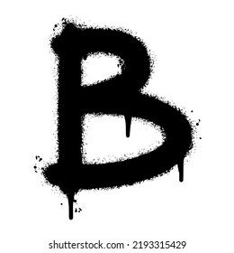 Spray Painted Graffiti font B Sprayed isolated with a white background. graffiti font B with over spray in black over white. Vector illustration.