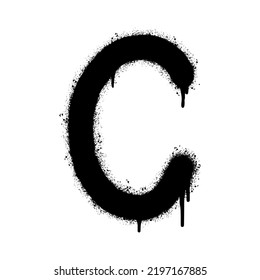 Spray Painted Graffiti font C Sprayed isolated with a white background. graffiti font C with over spray in black over white. Vector illustration.