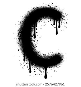 Spray Painted Graffiti font C Sprayed isolated with a white background. Vector illustration.