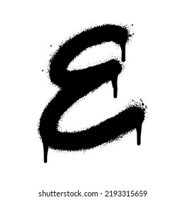 Spray Painted Graffiti font E Sprayed isolated with a white background. graffiti font E with over spray in black over white. Vector illustration.