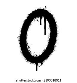 Spray Painted Graffiti font O Sprayed isolated with a white background. graffiti font O with over spray in black over white. Vector illustration.