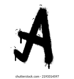 Spray Painted Graffiti font A Sprayed isolated with a white background. graffiti font A with over spray in black over white. Vector illustration.