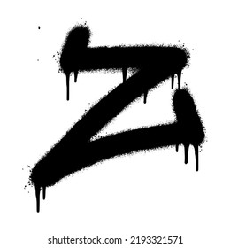 Spray Painted Graffiti font Z Sprayed isolated and white background  graffiti font Z and over spray in black over white  Vector illustration 