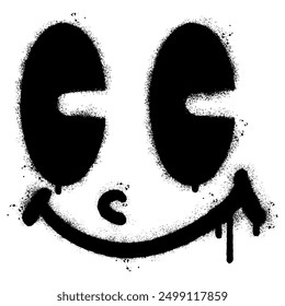 Spray Painted Graffiti Funny retro cartoon character face Sprayed isolated with a white background.