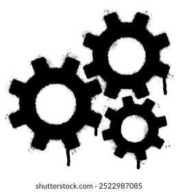 Spray Painted Graffiti Gear icon Sprayed isolated with a white background. vector illustration.
