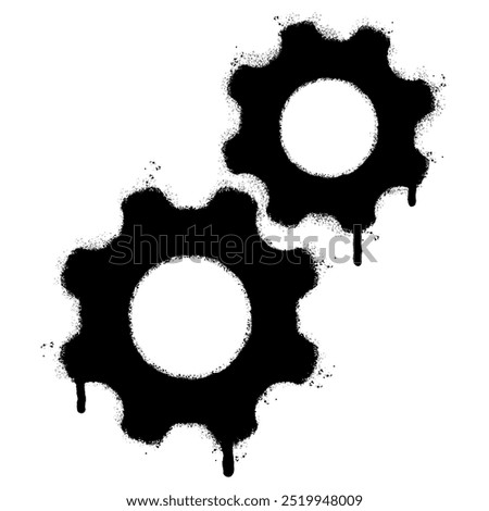 Spray Painted Graffiti Gear icon Sprayed isolated with a white background. vector illustration.